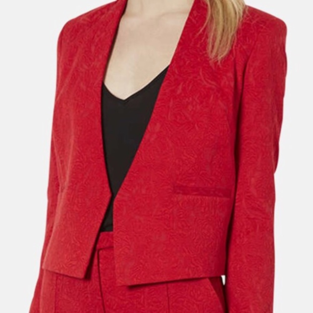 Topshop red patterned blazer